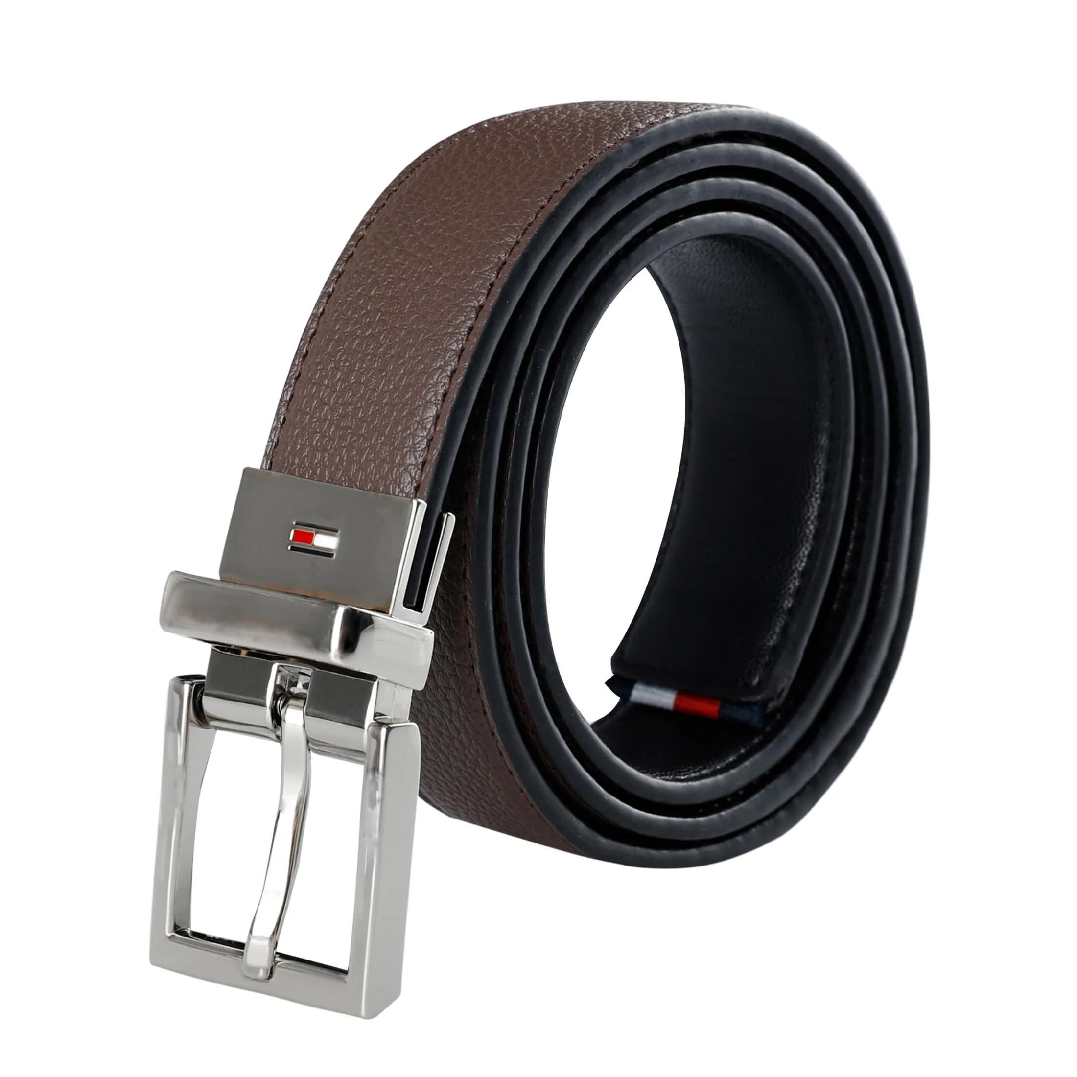 Tommy Hilfiger Men's 32MM STRETCH Reversible Belt, Black/Dark Brown, 1.25-inch Width