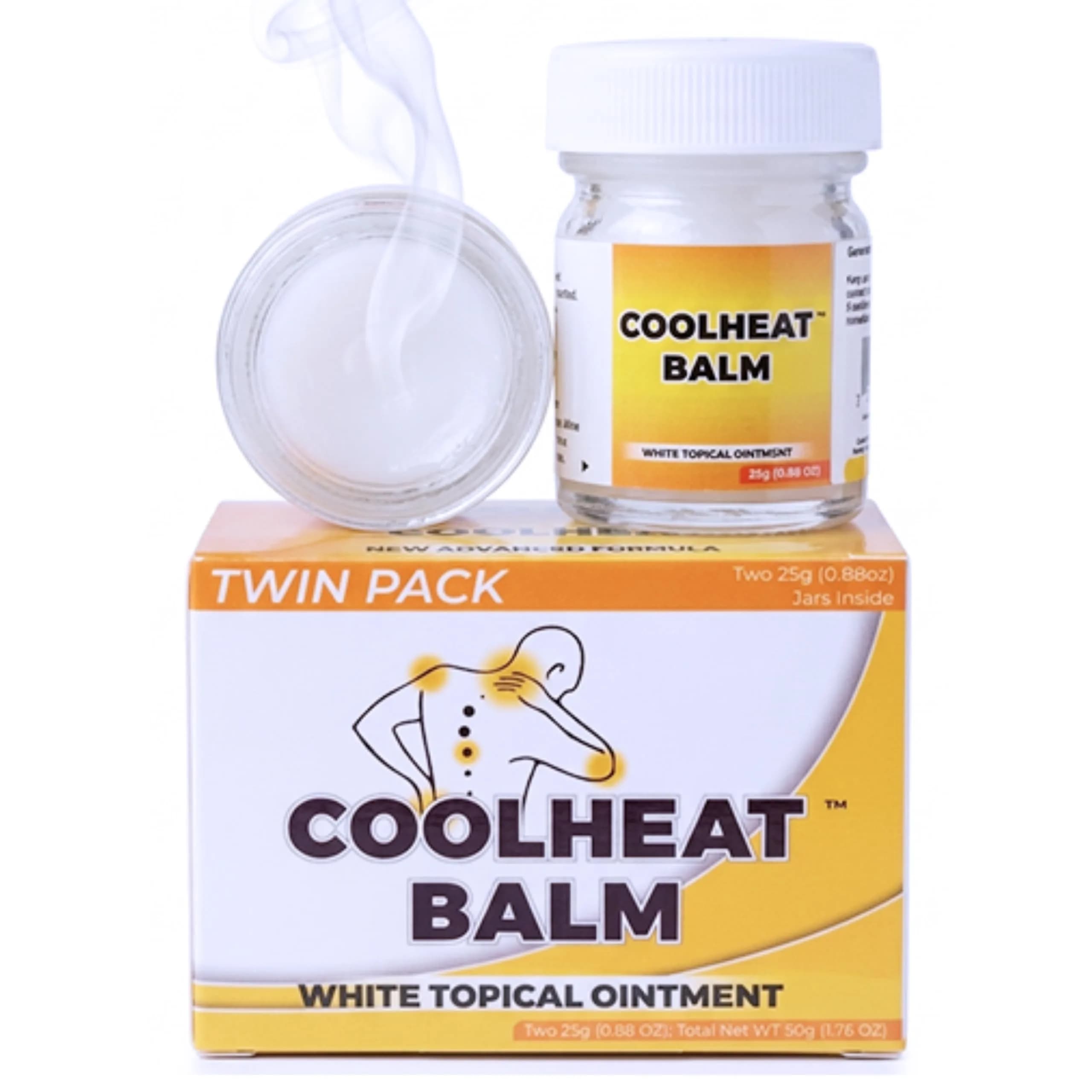 Aboniki Powerful Topical Pain Relief Balm with Natural Ingredients | Fast-Acting Soothing Relief for Joint Pain, Muscle Pain, Soreness, Cramps | 2 Glass Jars, White Formula (50g Total) - main product image