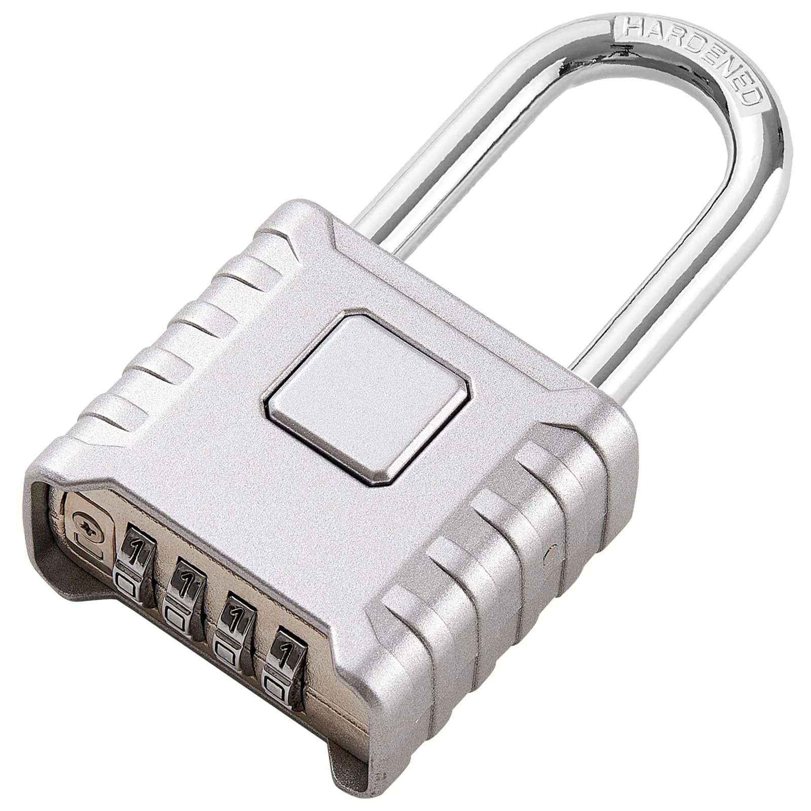 disecu Heavy Duty Long Shackle Combination Lock, 4-Digit Resettable, Weatherproof Outdoor Padlock | 8mm Hardened Stainless Steel Shackle - main product image