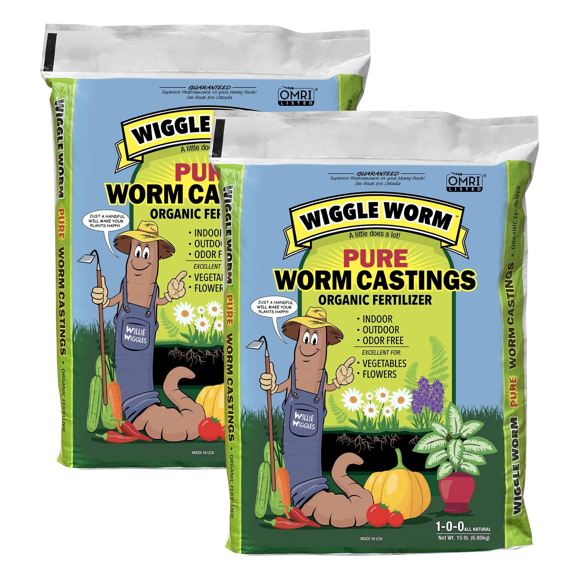 Wiggle Worm Organic Fertilizer 15lb | Pure Earthworm Castings for Healthy Plants