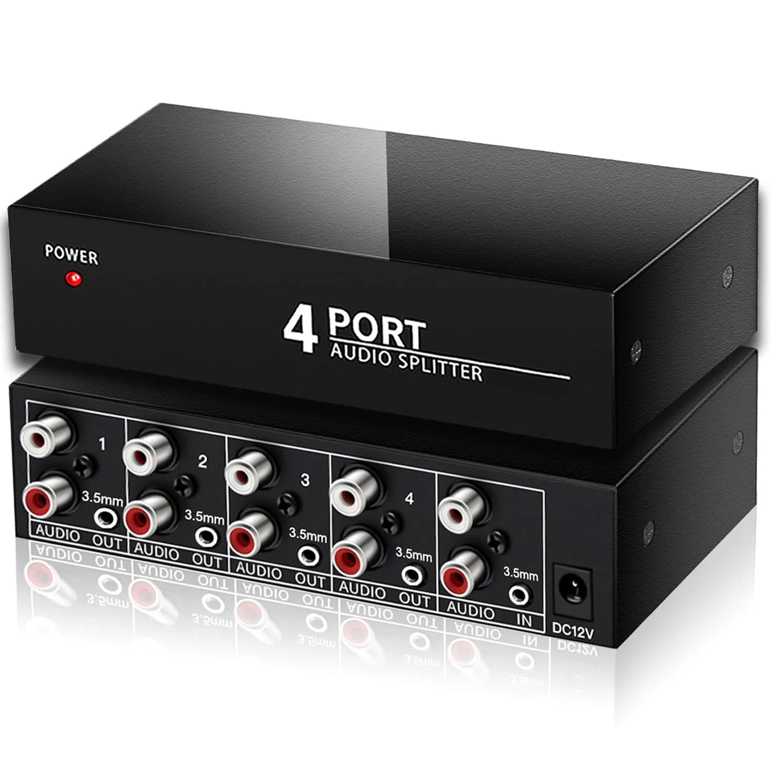 FlyroadUp 3.5mm Aux RCA L/R Audio Splitter 1 in 4 Out | Reliable Home Audio Distributor - main product image