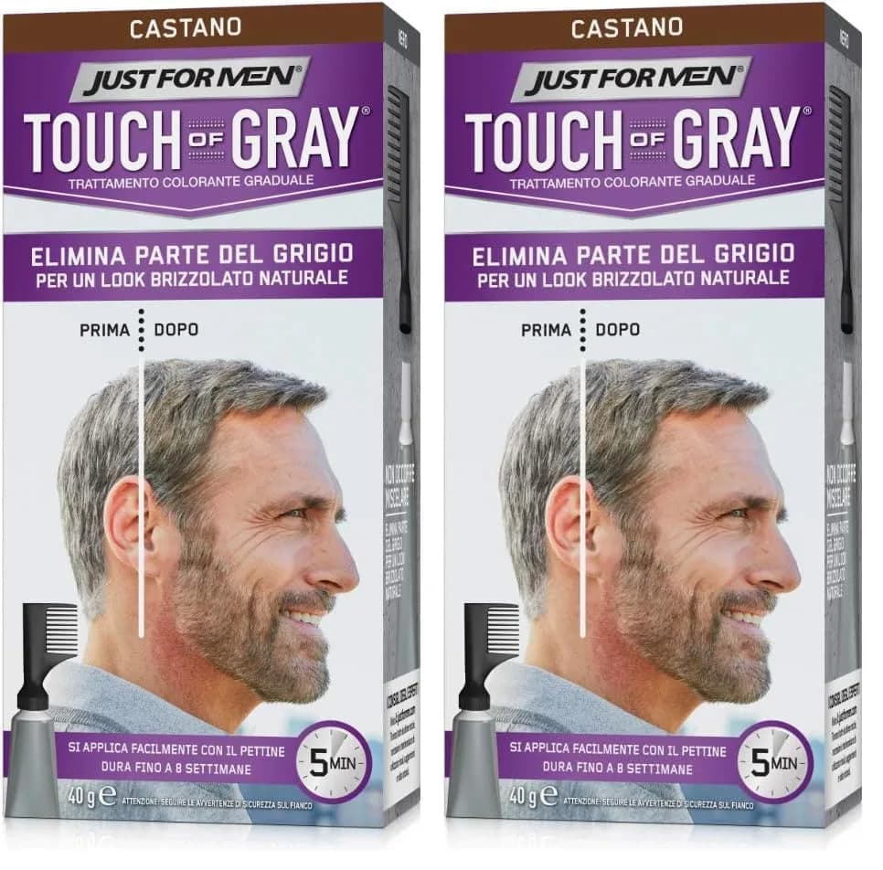 Just For Men Touch of Gray Hair Color Kit Dark Brown T-45, 2-Pack | Reduces Gray for Salt & Pepper Look - main product image