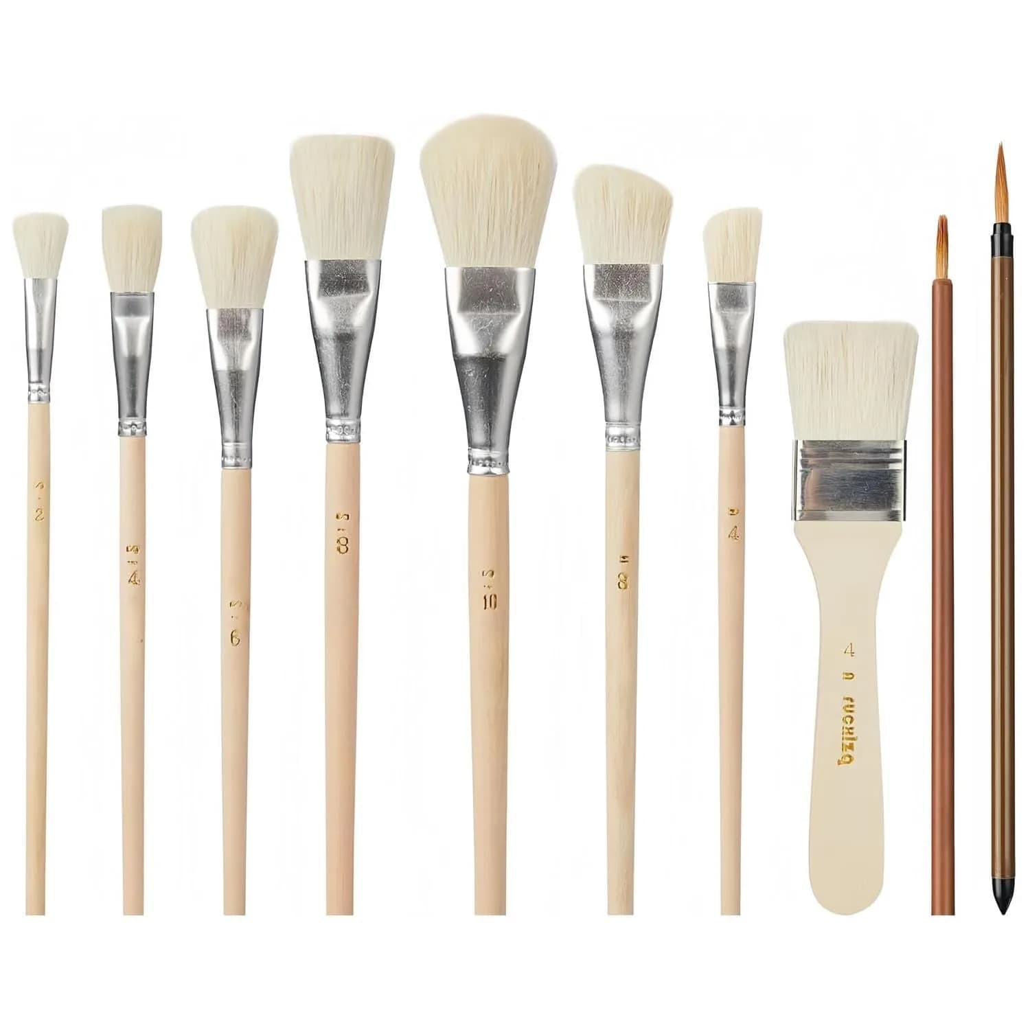 Arucxlzq 10-Piece Pottery Glazing Brush Set with Goat Hair Mop & Detail Brushes | Artist Tools for Ceramics, Acrylic, Watercolor - main product image