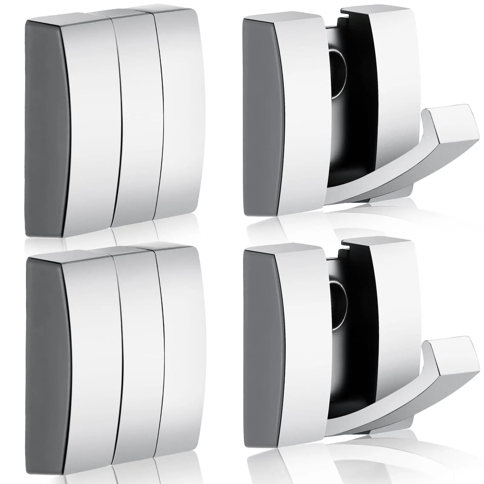 Queekay 4 Pcs Folding Hideaway Coat Hooks Space Aluminum | Retractable Wall Hanging Holder for Closet & Bathroom - main product image
