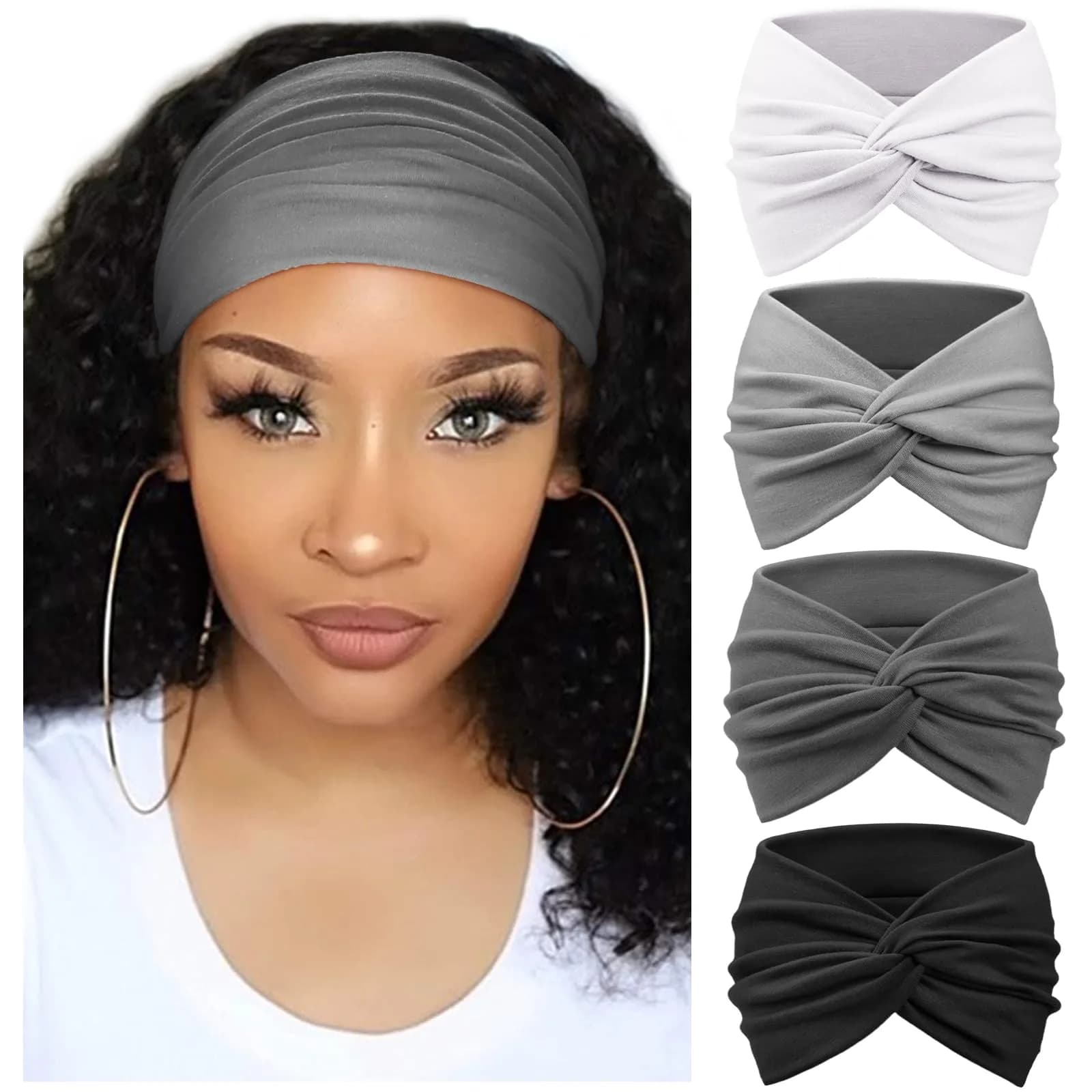 AQOKKA Extra Wide Turban Headbands for Women | 18cm Width (7.1")