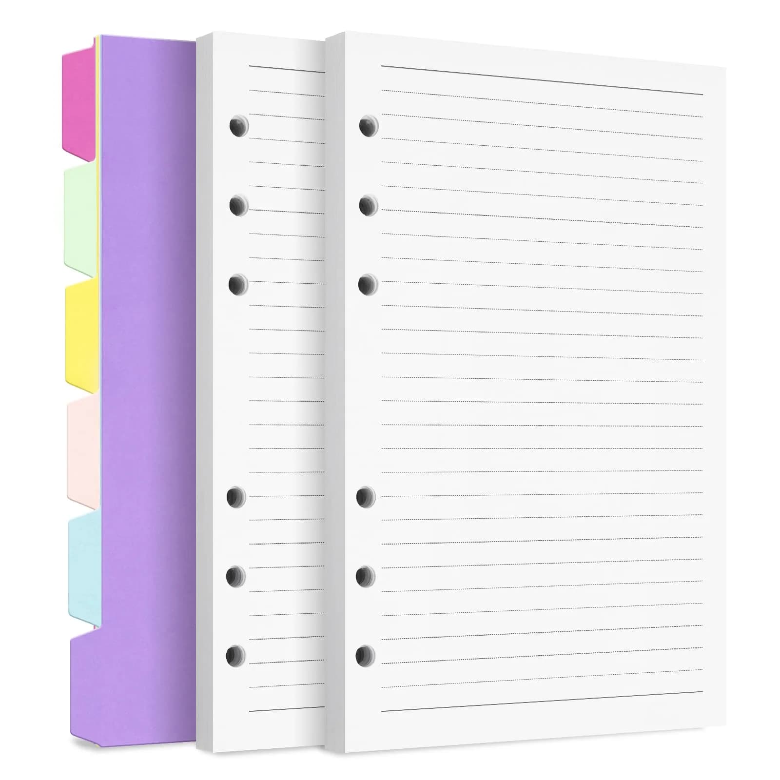 Billtigif A5 Refill Paper 14.2cm x 21cm (5.6" x 8.3") with 6 Tab Dividers, 240 Writing Sides | Smooth Ink Flow Acid-Free Paper - main product image