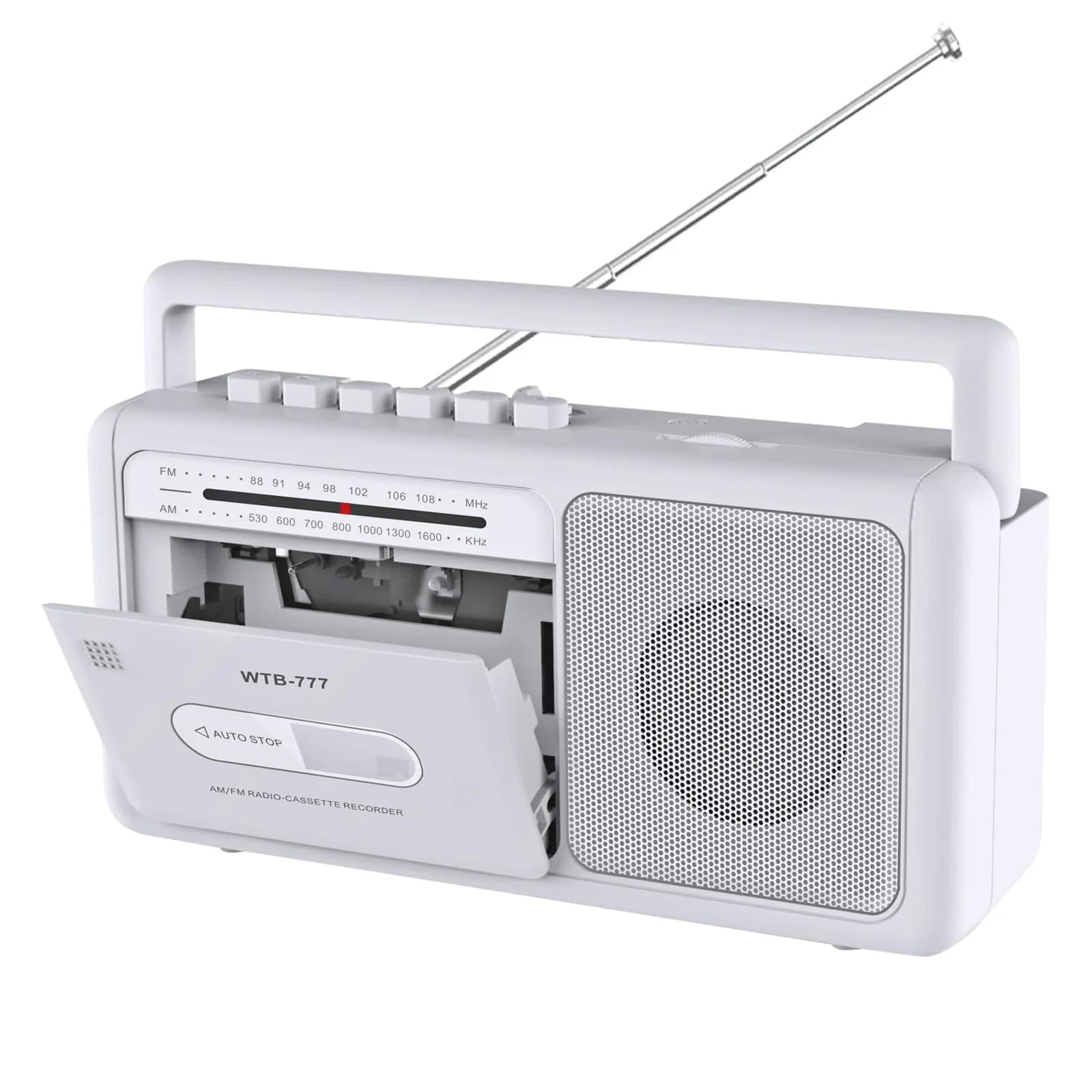 WIITHINK Cassette Tape Player and Recorder Boombox with Bluetooth, AM/FM Radio, USB, White | Portable Retro Audio Player - main product image