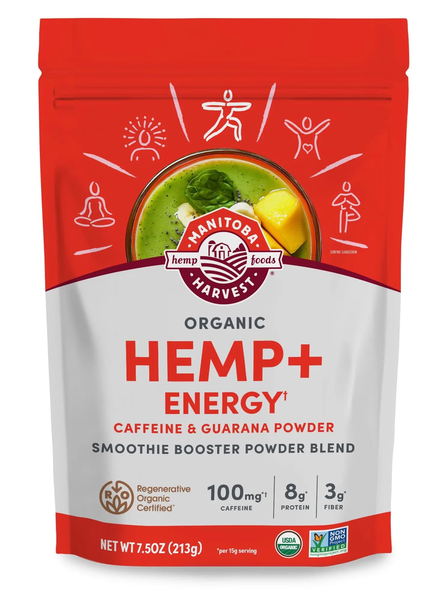 Manitoba Harvest Organic Hemp Energy Smoothie Booster Blend, 7.5 oz | Protein & Fiber Support for Indian Consumers - main product image