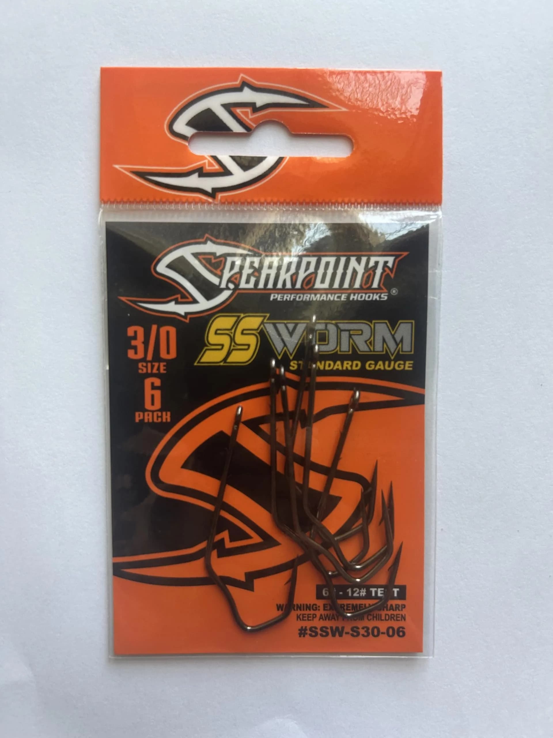 Spearpoint SSW-S30-06 Straight Shank Worm Hook 6 Pack | High Carbon Steel, Reliable Bait Hold, Sharp Piercing Point - main product image