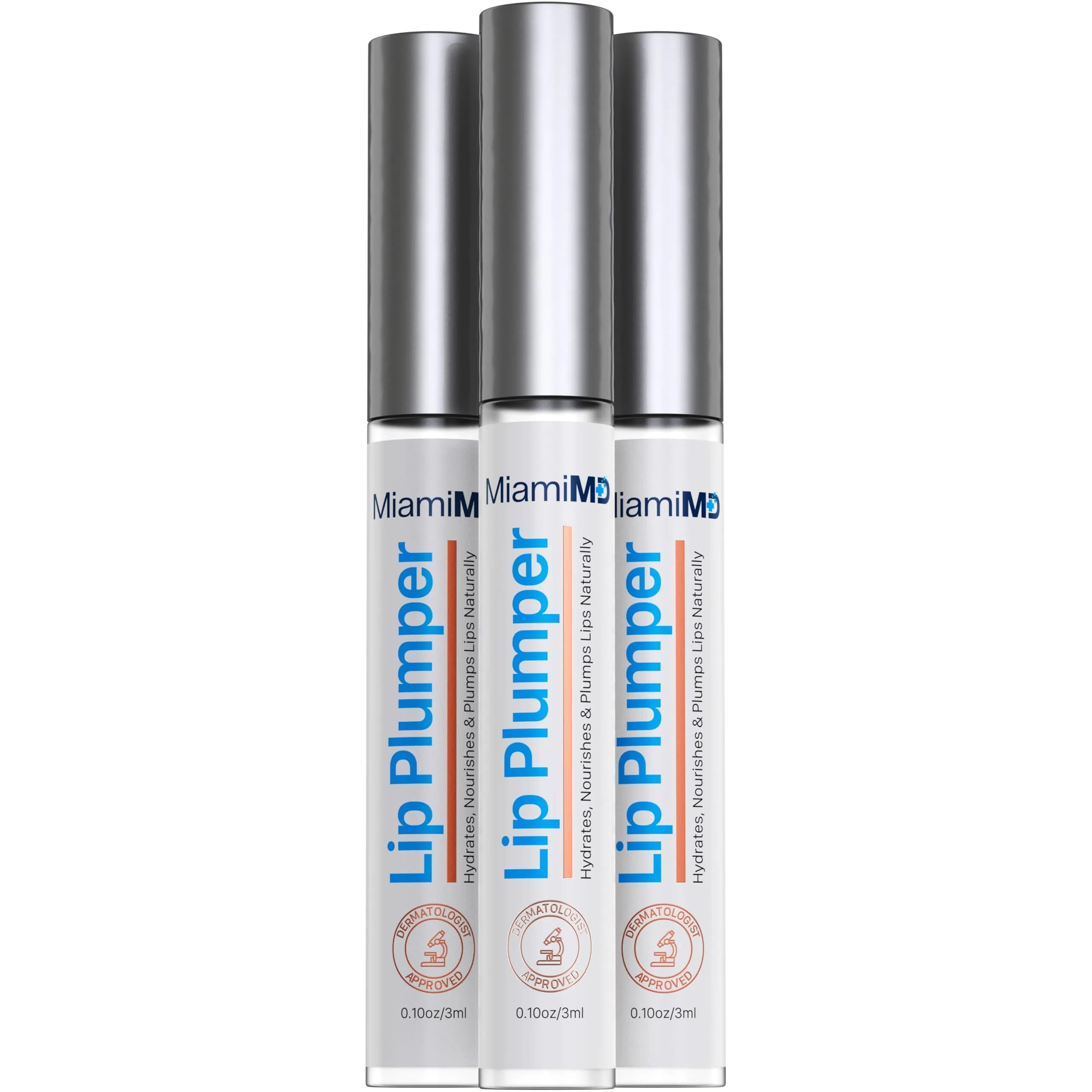 MiamiMD Lip Plumper (3ml) Lip Gloss for Women - Collagen & Vitamin E - Hydrating & Nourishing - 3 Pack - main product image