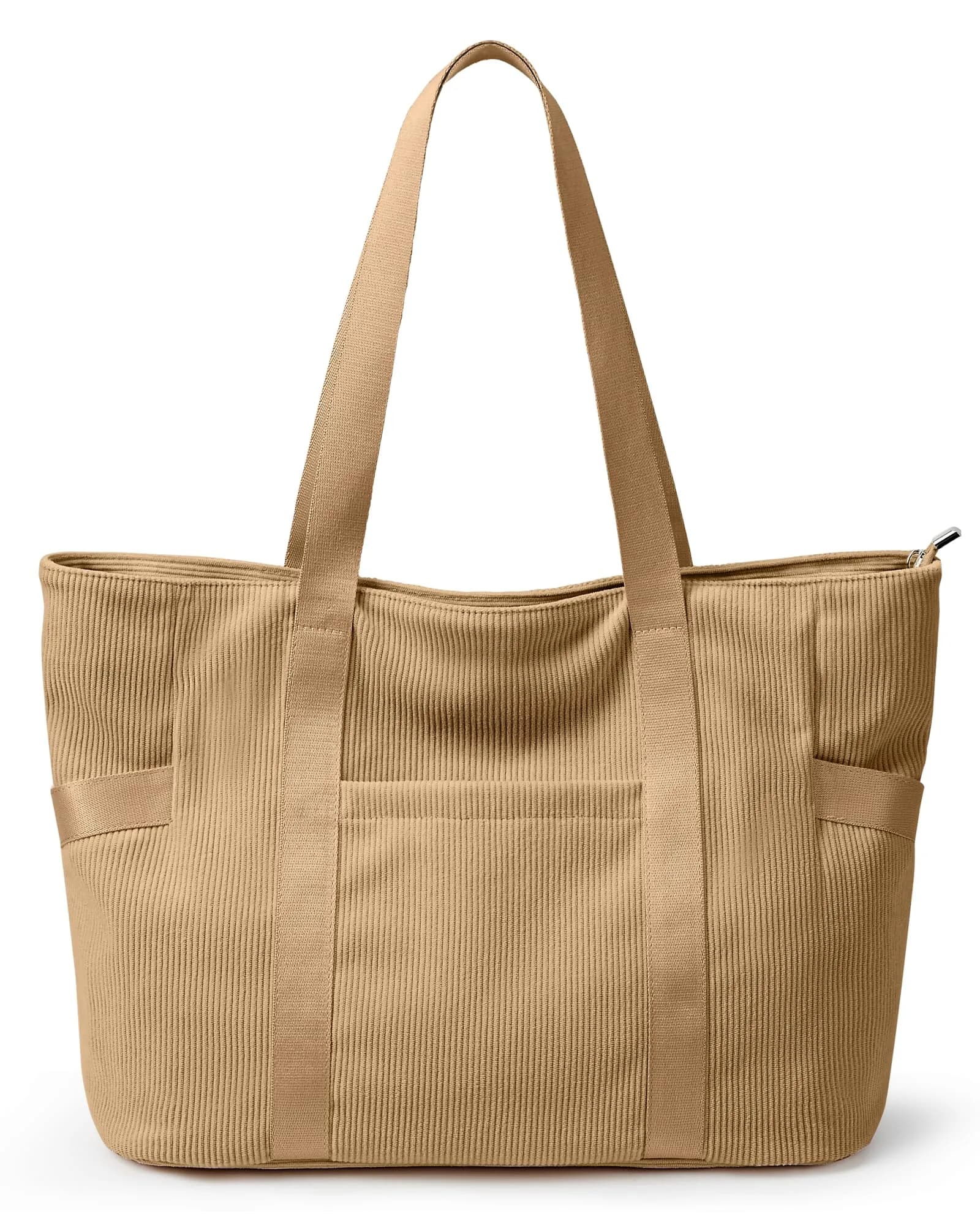 DIXEIGHT Tote Bag for Women, Large Capacity, Water-Resistant Corduroy, Zipper Closure, Fits 15.6" Laptop, Casual Style - main product image