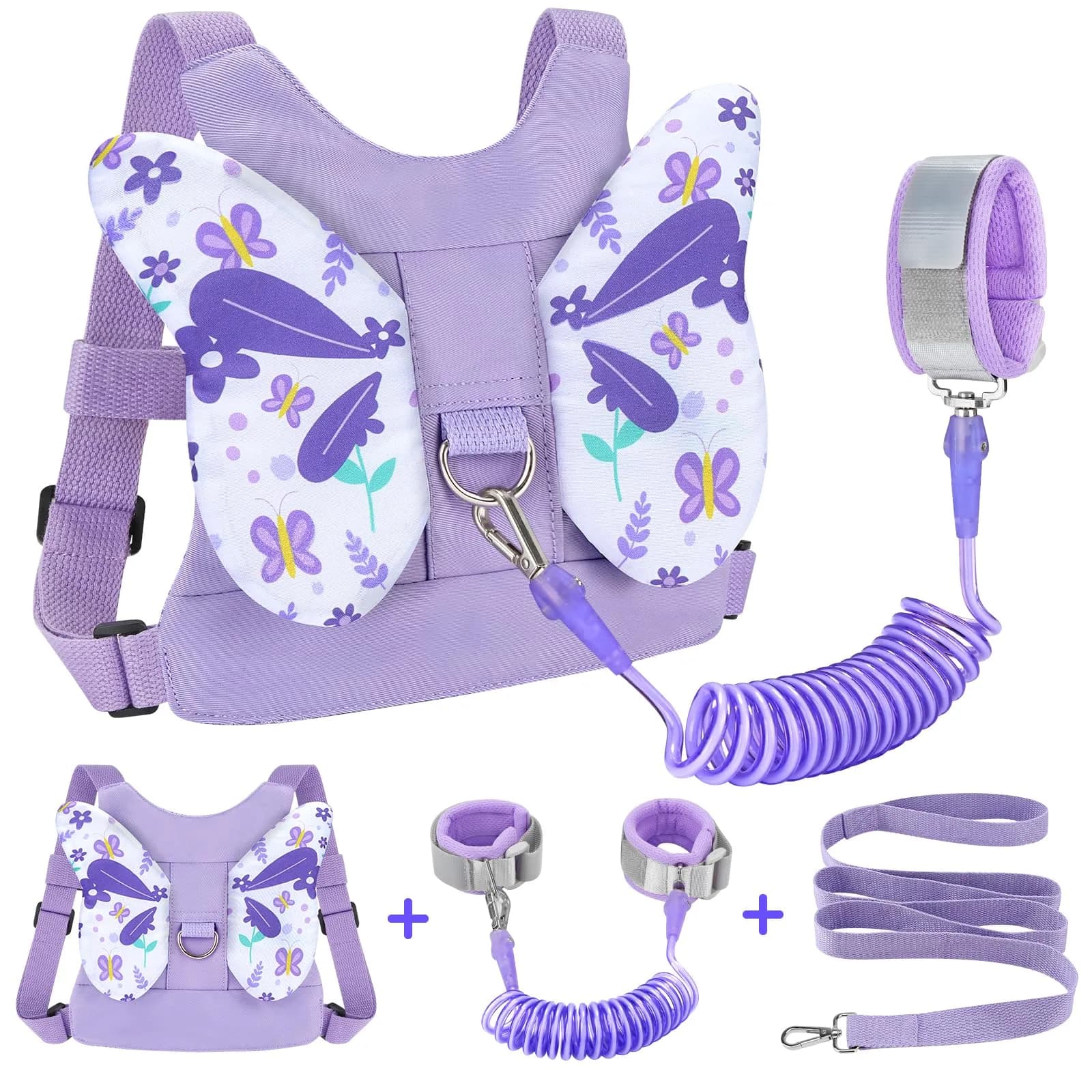 Accmor Toddler Harness Leash, 3 in 1 Cute Butterfly Kids Leash + Anti Lost Wrist Link for Outdoor Travel, Adorable Child Walking Harness Wristband Assistant Mini Strap Belt Protector for Baby Girls - main product image
