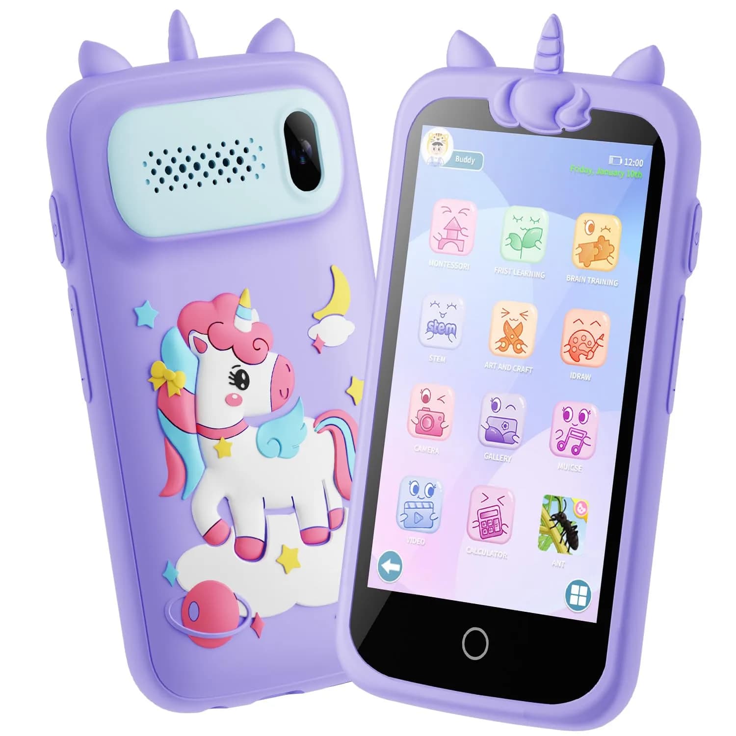 E teacher Kids Toys Phone Purple 3.97" Touchscreen | Educational Games & Camera - main product image