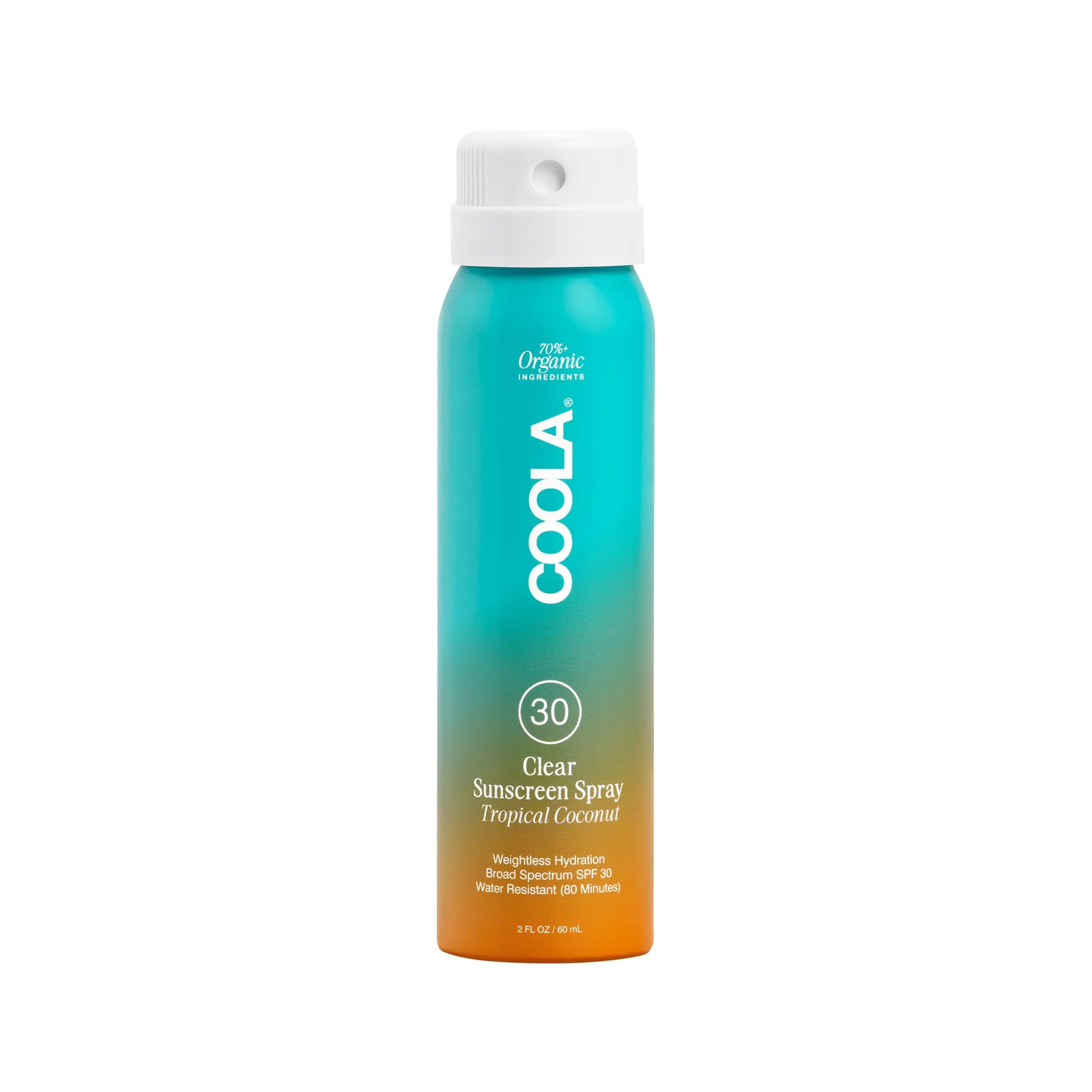 COOLA Clear Sunscreen Spray SPF 30 Tropical Coconut Scented 59ml (2 fl oz) | Reef Compliant, Water Resistant 80 Min - main product image