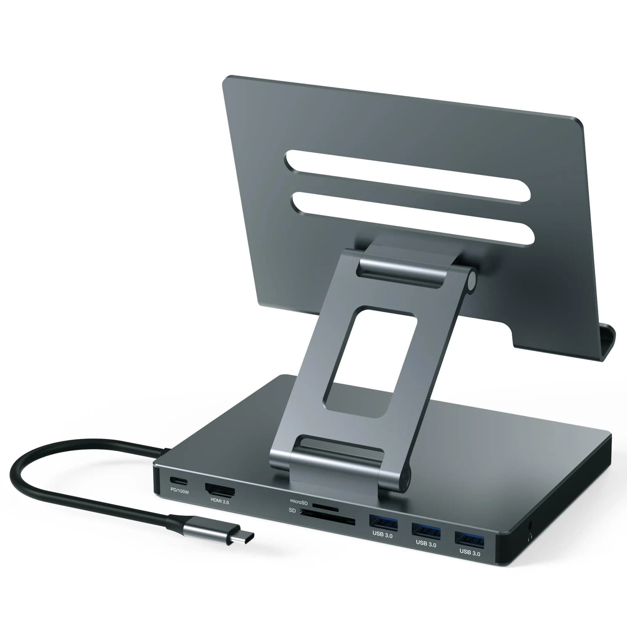 BKELHS 2026 iPad Pro USB C Hub Stand Adapter for iPad Pro M5 M3 M4 13 12.9 11 Inch | 4K HDMI, SD/TF, 3 USB 3.0, Audio - main product image