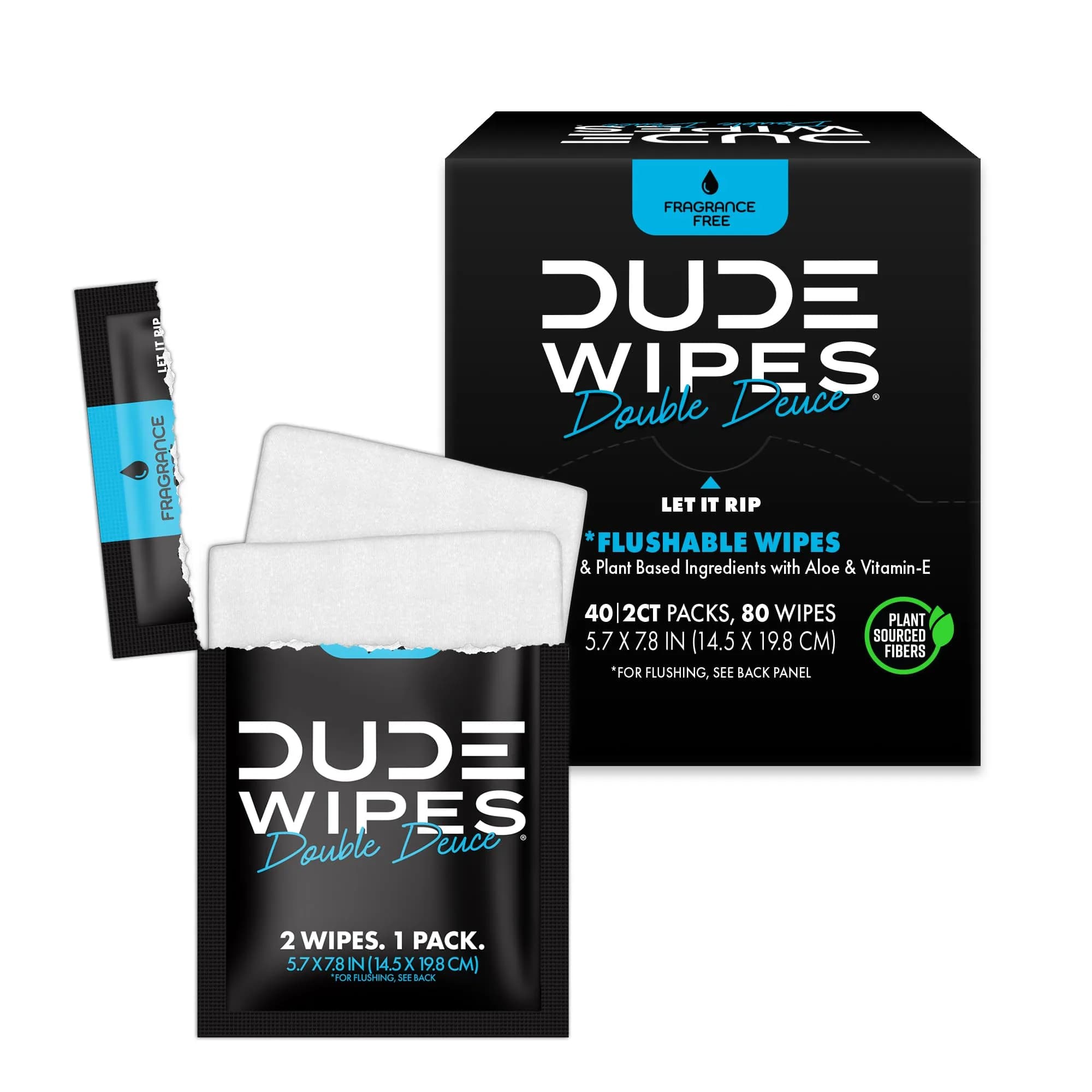 DUDE Wipes Double Deuce On-The-Go Flushable Wipes 80 Count | Hypoallergenic & Plant-Based - main product image