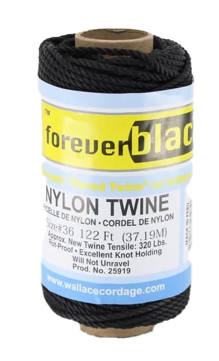 #36 X 121' Forever Black Tarred Twisted Nylon Twine 1/4 lb | Weather-Resistant, Heavy Duty, Durable Nylon Cord - main product image
