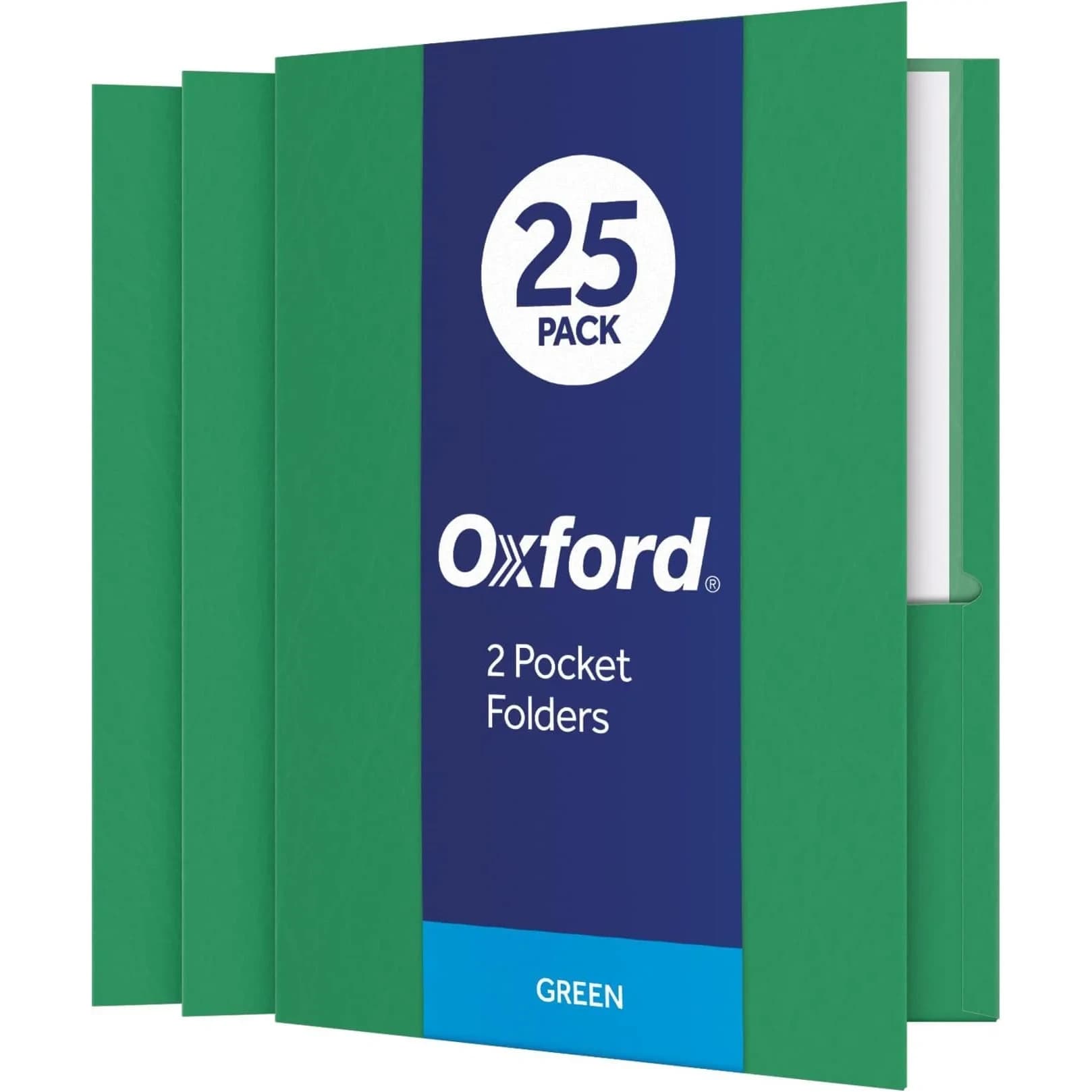 Oxford Two Pocket Folders, Green, Letter Size, 125 Folders | Heavy Textured Paper for School, Home, Office - main product image