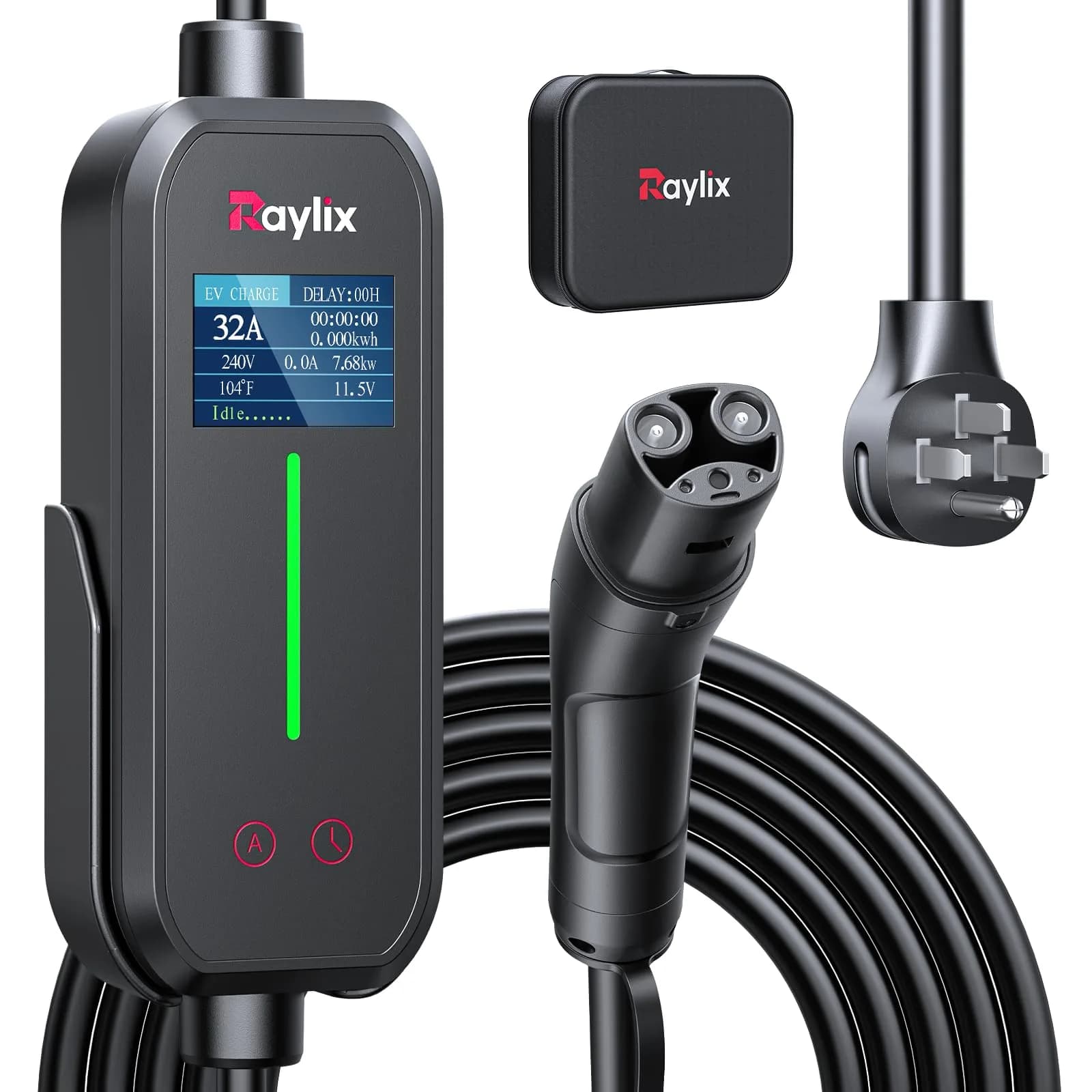 Raylix 32A Level 2 EV Charger for Tesla | Fast NEMA 14-50 Plug, 7.68KW, Portable - main product image