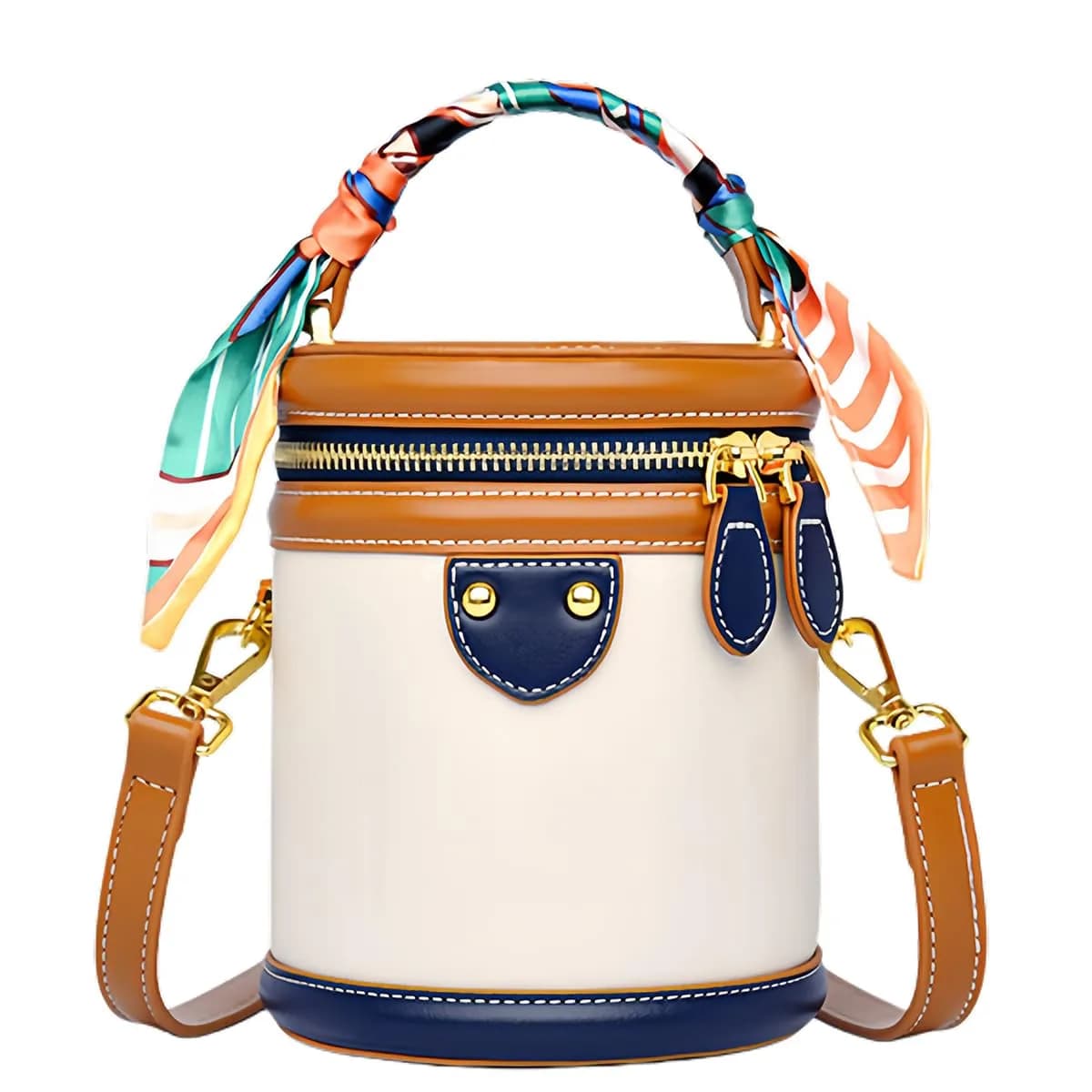 SYHTBYOH Mini Bucket Crossbody Bag 5.1"L x 4.3"W x 6.3"H | Faux Leather Small Retro Shoulder Handbag - main product image