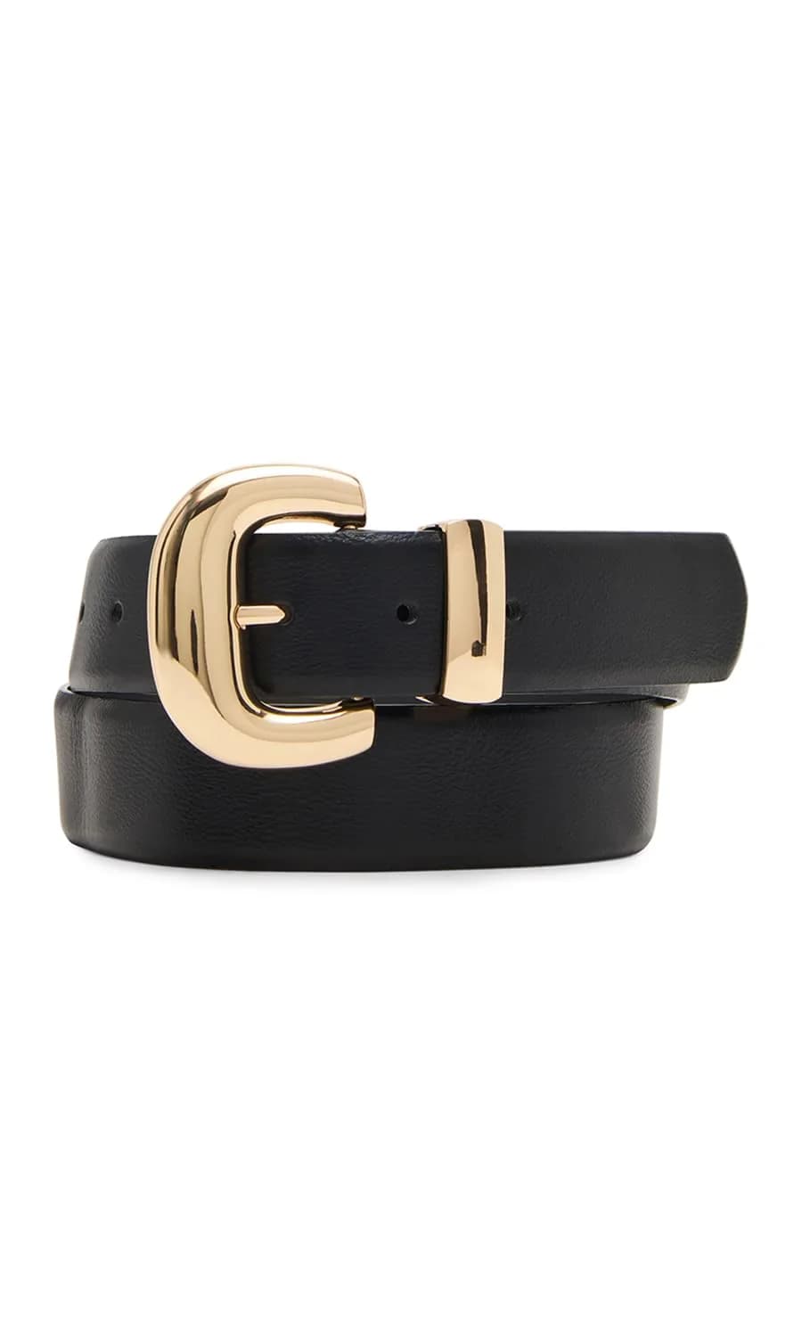 Anne Klein Classic Pant Belt with Gold Buckle | Elegant Black Women's Belt XL - main product image