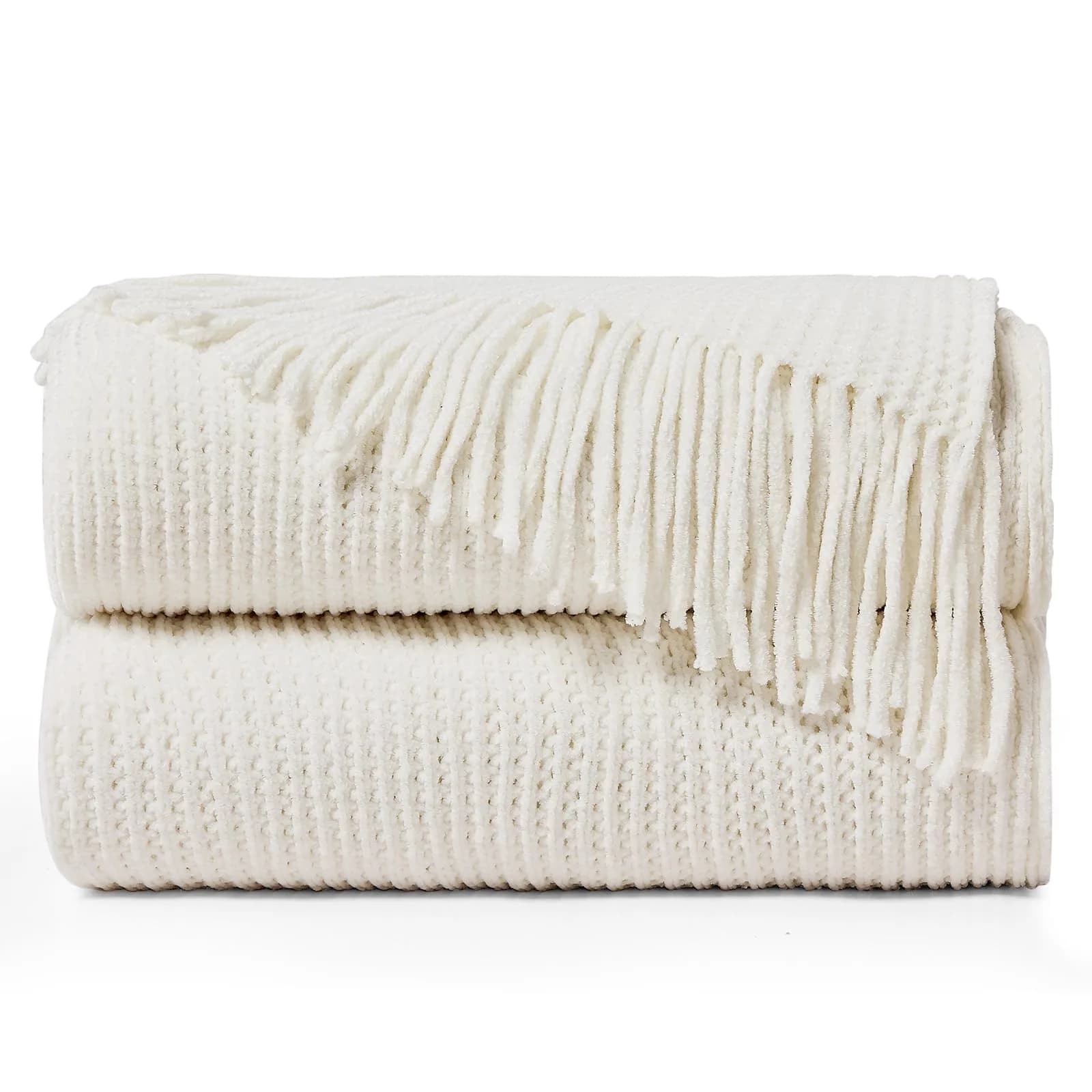 inhand Knitted Throw Blanket 50"x60" | Soft Chenille Woven Boho Decor - main product image