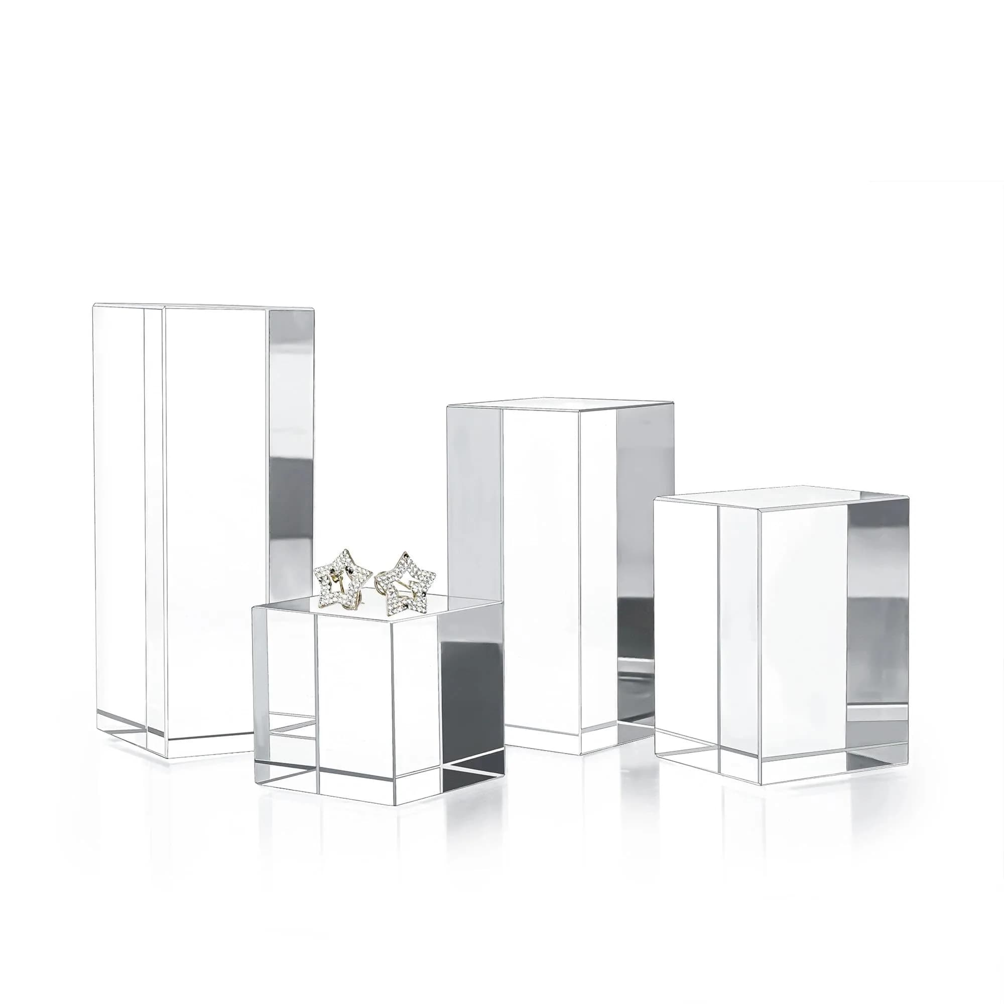 QFkris Clear Polished Glass Cube Photo Props, Solid Glass Display Blocks | Photography & Boutique Decor - main product image