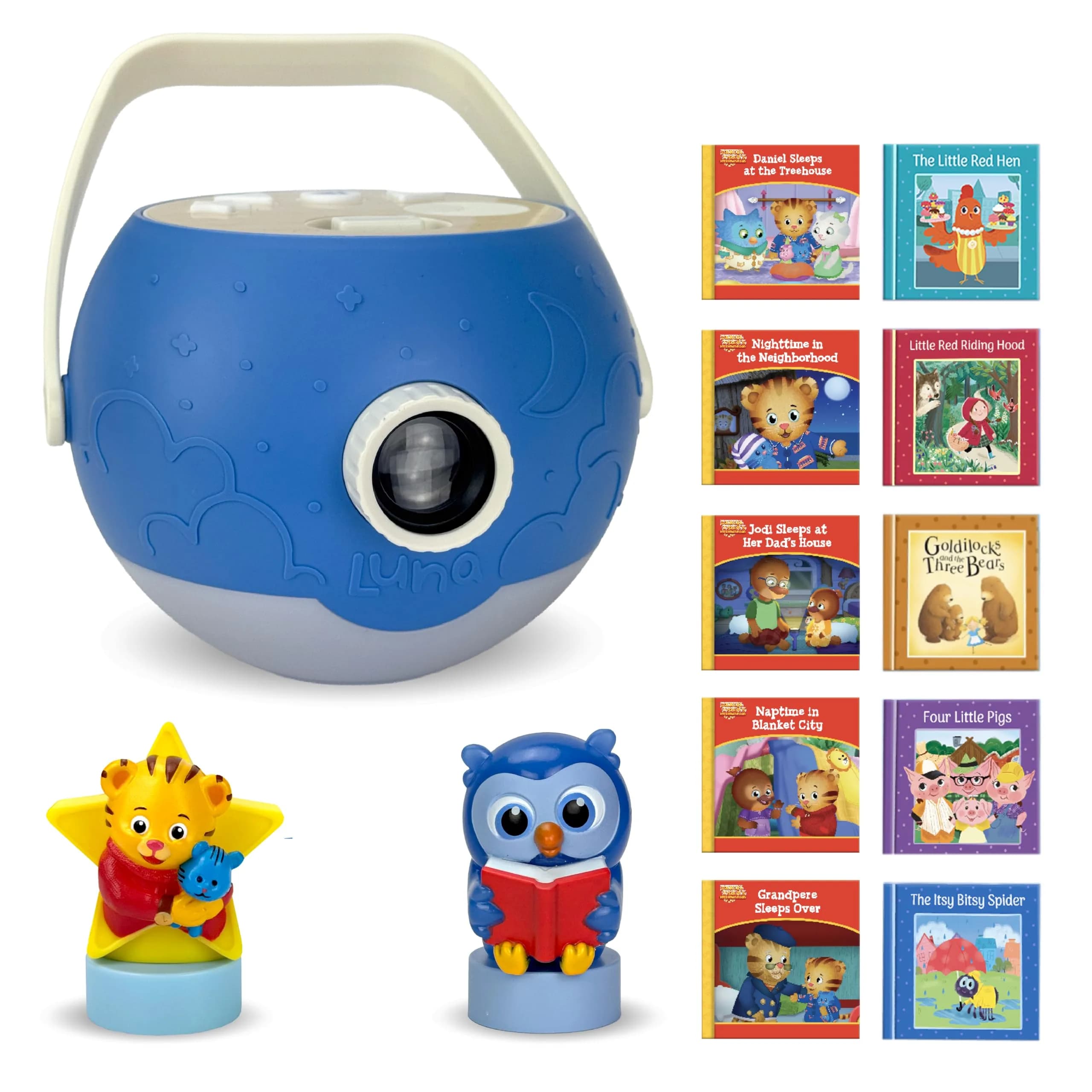 LUNA STORYTIME Kids Book Projector - 5 Daniel Tiger & Fairytale Stories, 10 Songs, Ages 3+ | Screen-Free Bedtime Fun - main product image