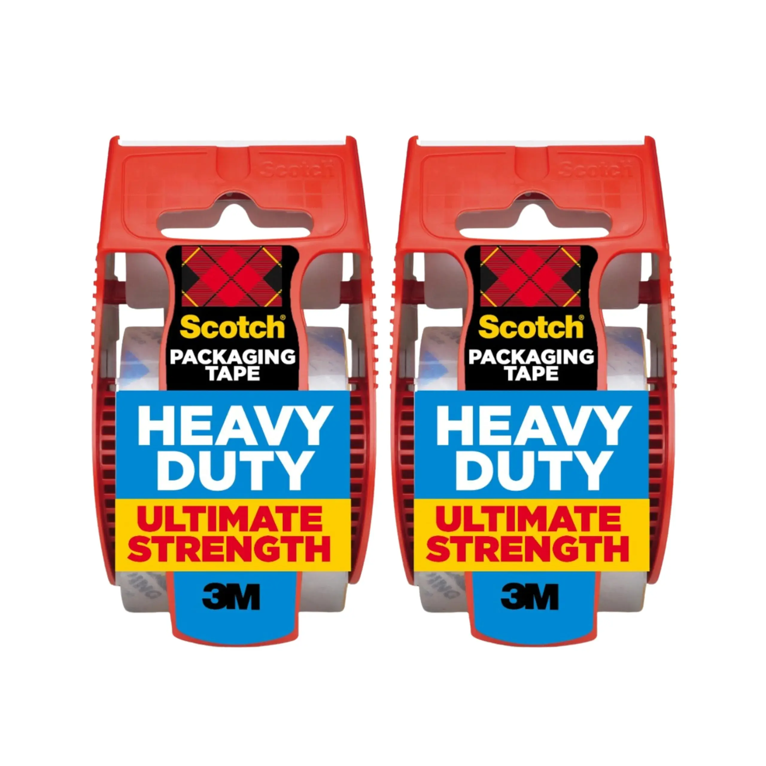 Scotch Heavy Duty Shipping Packing Tape Clear 1.88 in. x 22.2 yd. 2 Rolls with Dispensers | Industrial-Strength Adhesive for Boxes - main product image
