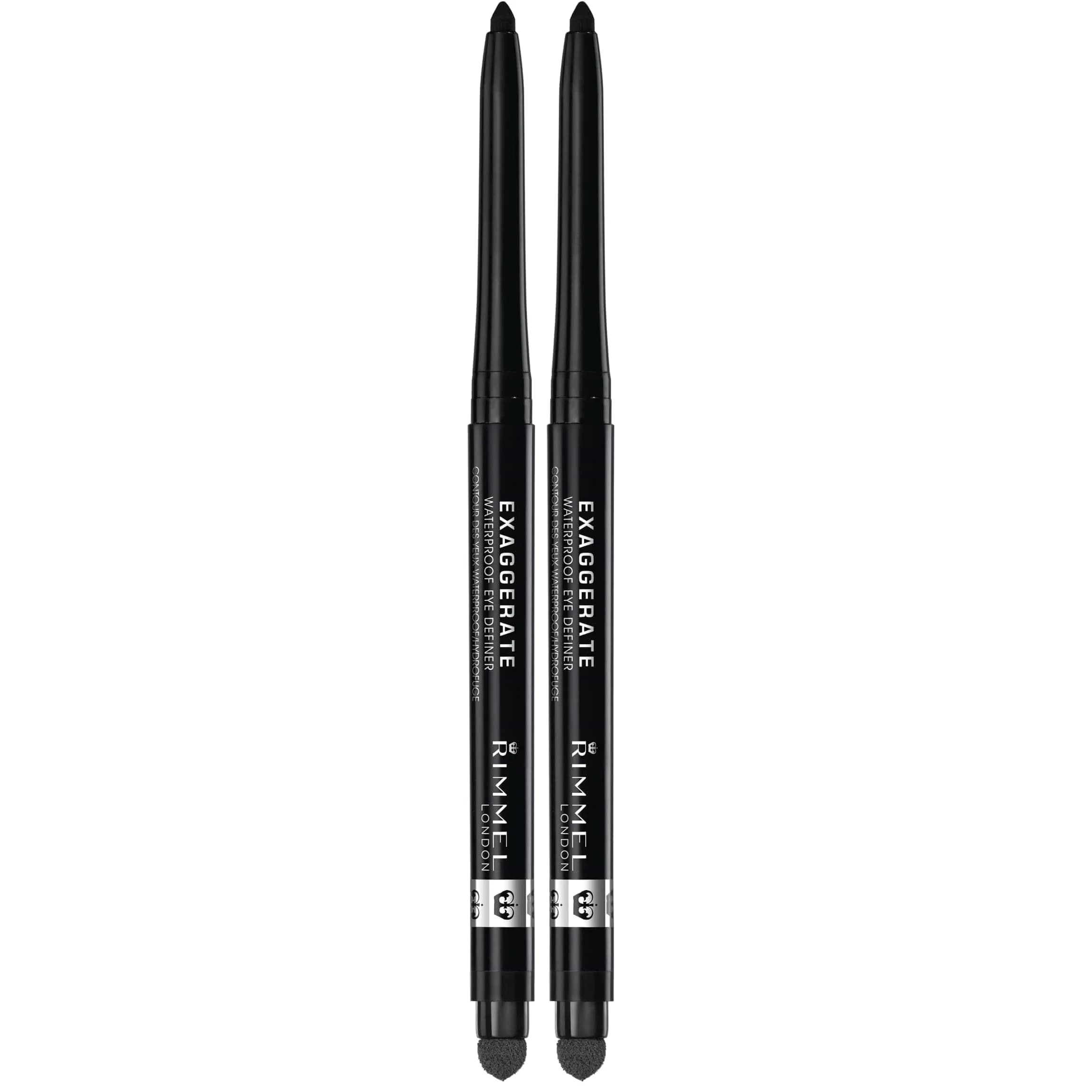 Rimmel London Exaggerate Waterproof Eye Definer Pencil, Blackest Black | 0.36g (0.01oz) Pack of 2 - main product image