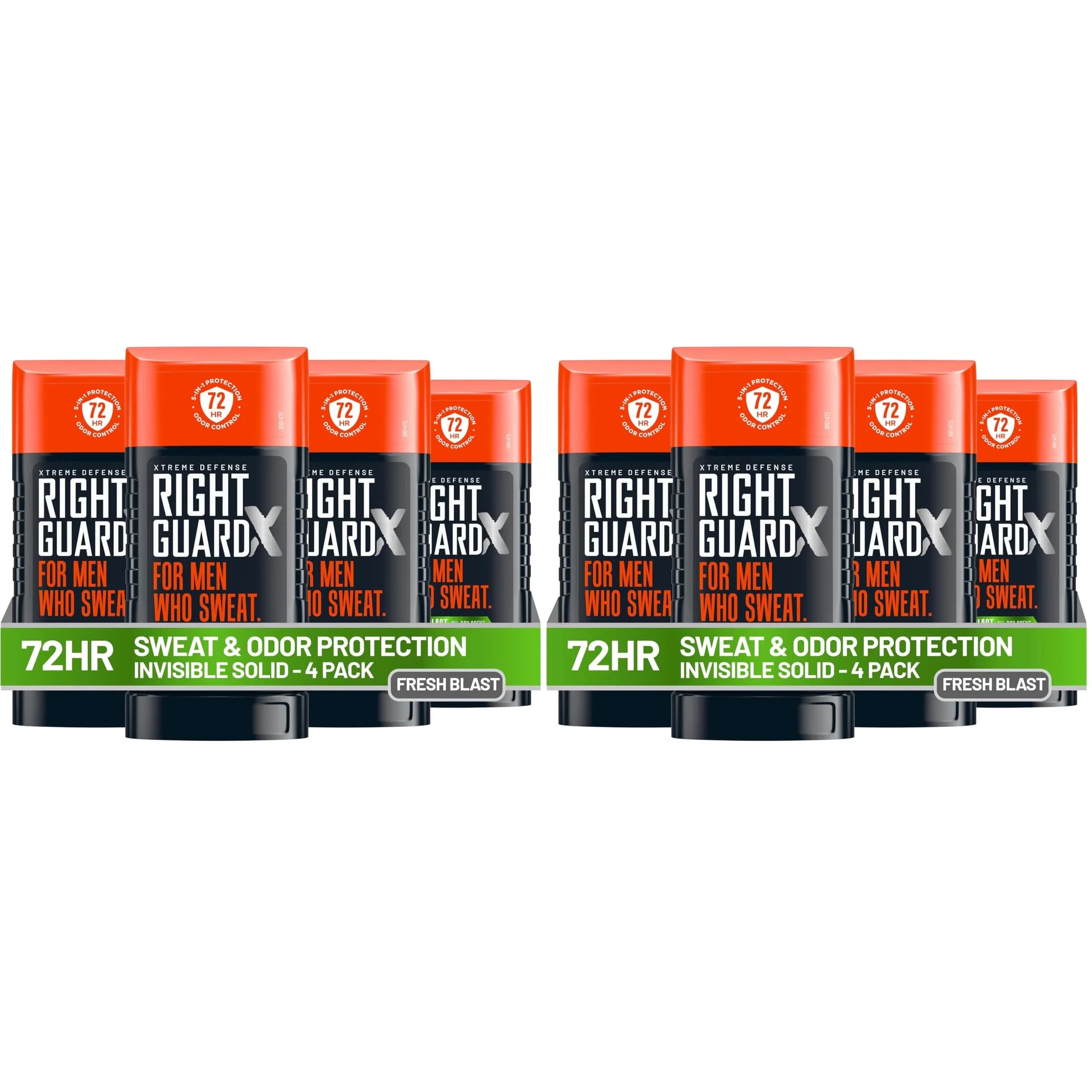 Right Guard Xtreme Defense Invisible Solid Antiperspirant Deodorant Fresh Blast 2.6 oz (Pack of 8) | 72-Hour Odor Control - main product image