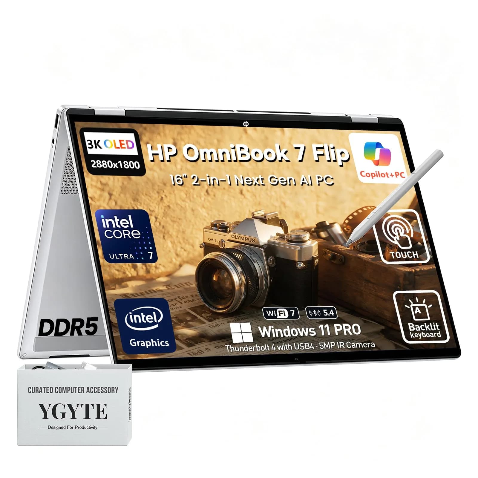 HP OmniBook 7 X Flip 16-inch 2-in-1 Laptop | 3K OLED, Intel Ultra 7, 32GB RAM, 2TB SSD - main product image