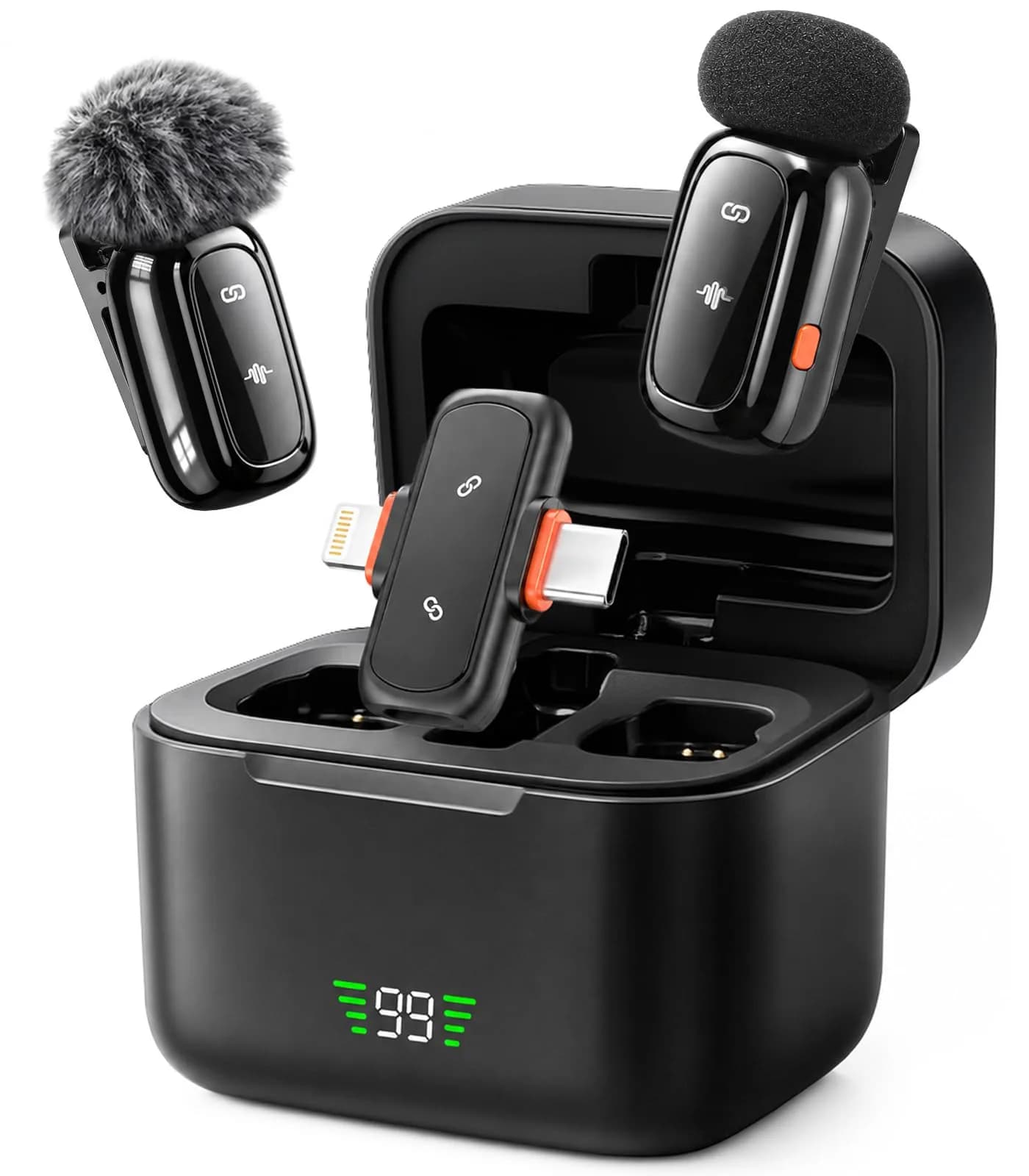Amazpro Wireless Microphone for iPhone Android | Plug & Play, 30m Range, 30H Battery - main product image